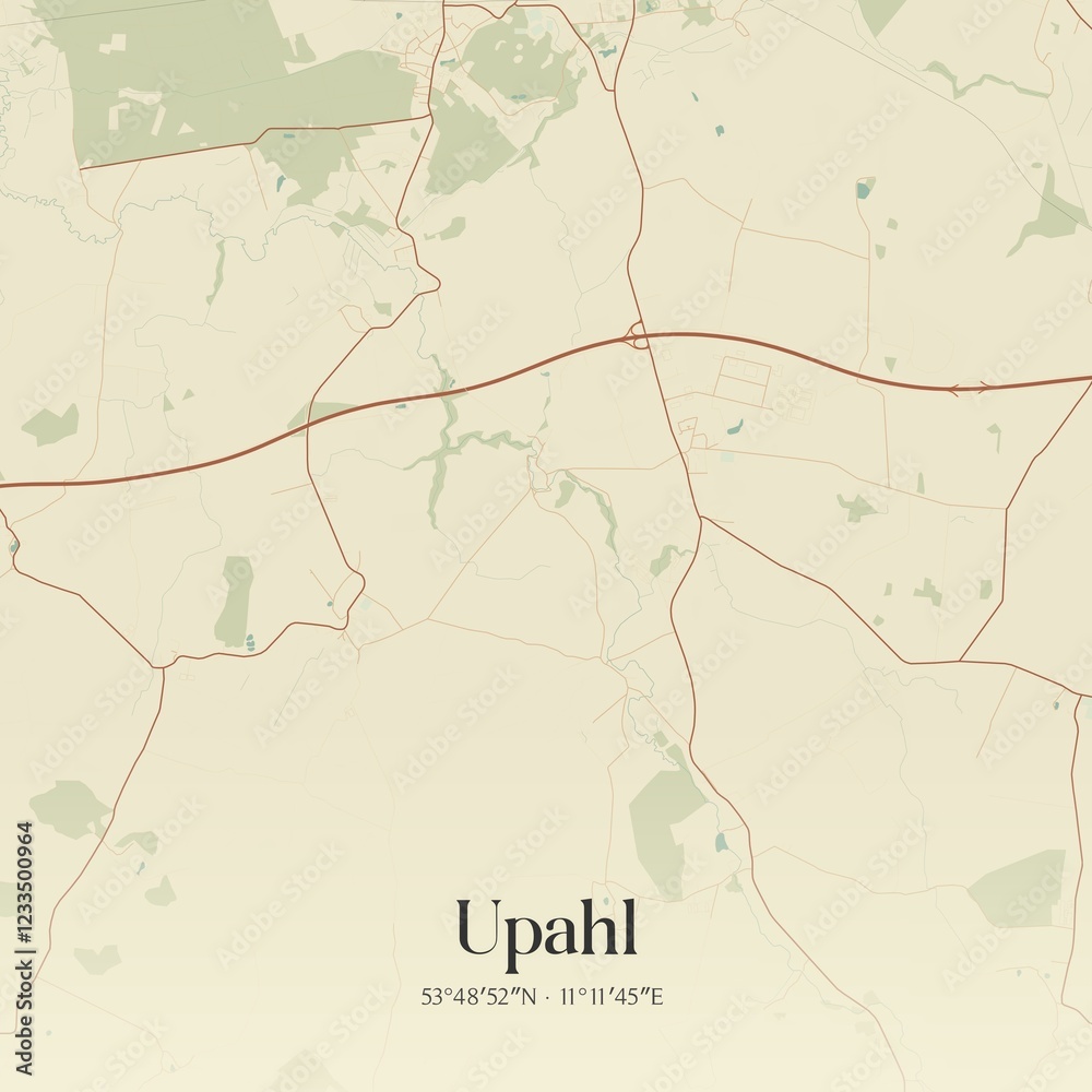 Fototapeta premium Vintage map of Upahl, Germany.