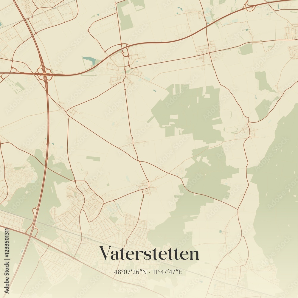 Obraz premium Vintage map of Vaterstetten, Germany.