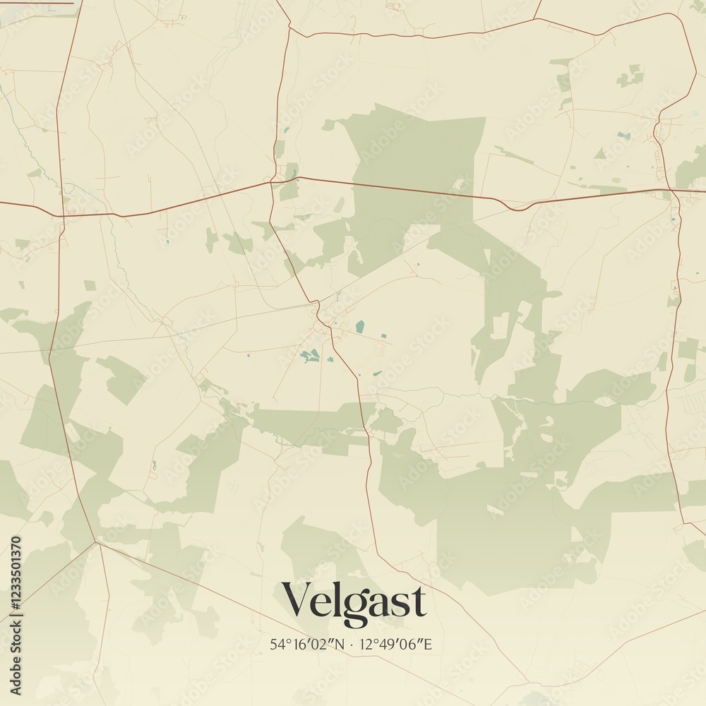 Naklejka premium Vintage map of Velgast, Germany.