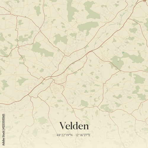 Vintage map of Velden, Germany.