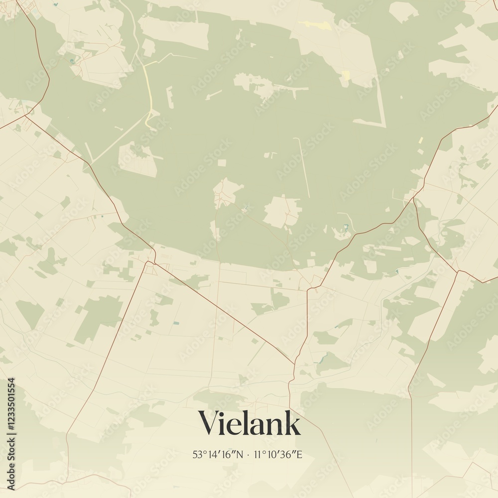 Fototapeta premium Vintage map of Vielank, Germany.