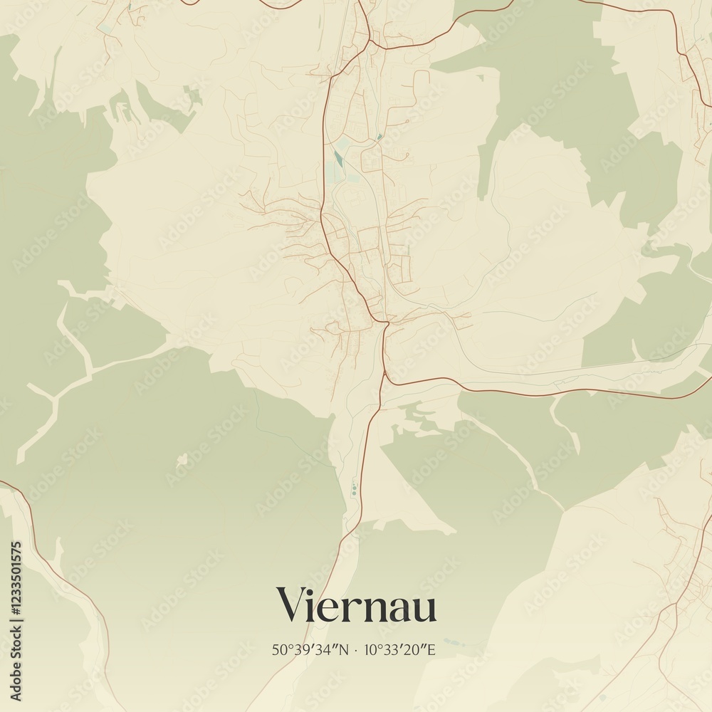 Obraz premium Vintage map of Viernau, Germany.