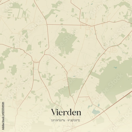 Vintage map of Vierden, Germany. photo