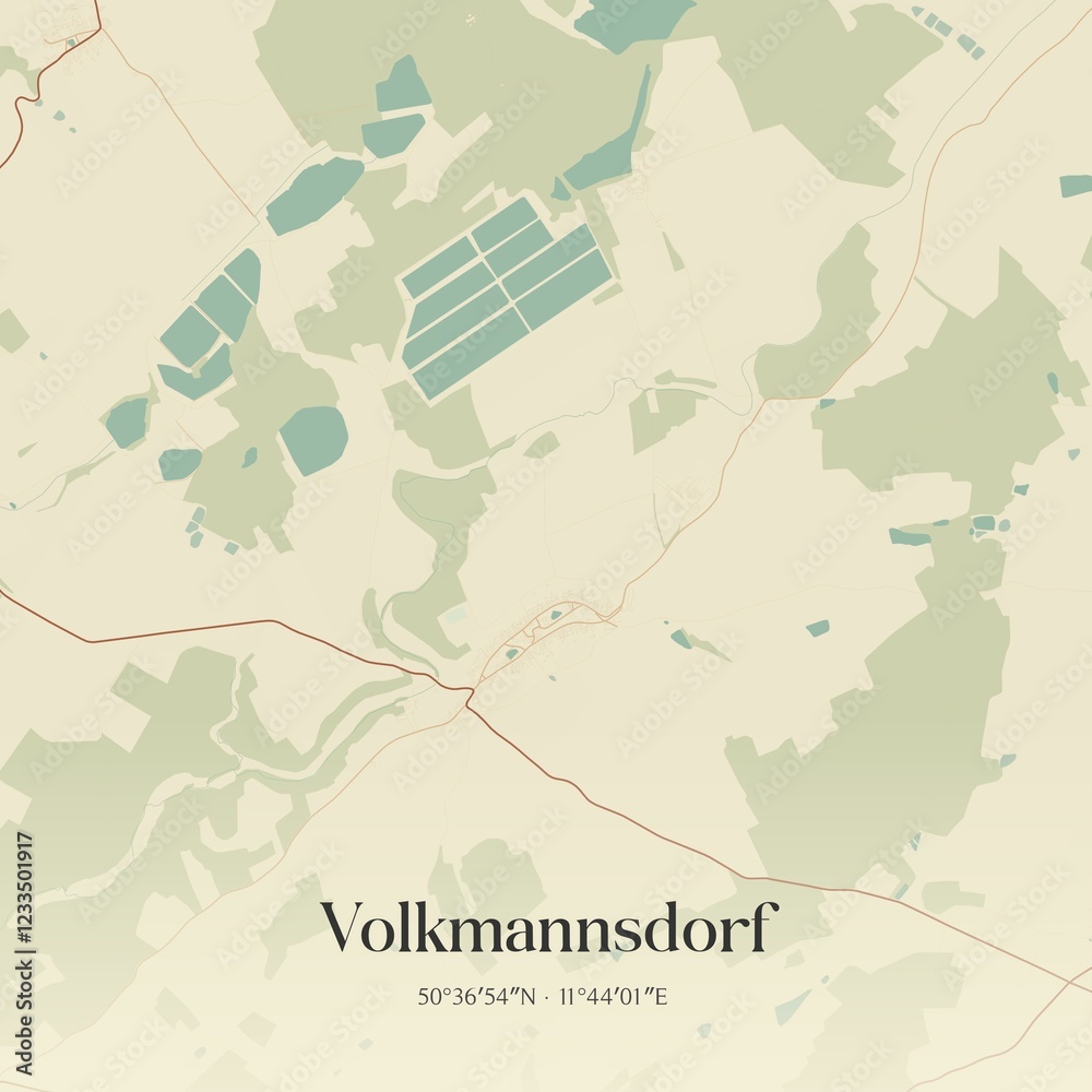 Fototapeta premium Vintage map of Volkmannsdorf, Germany.