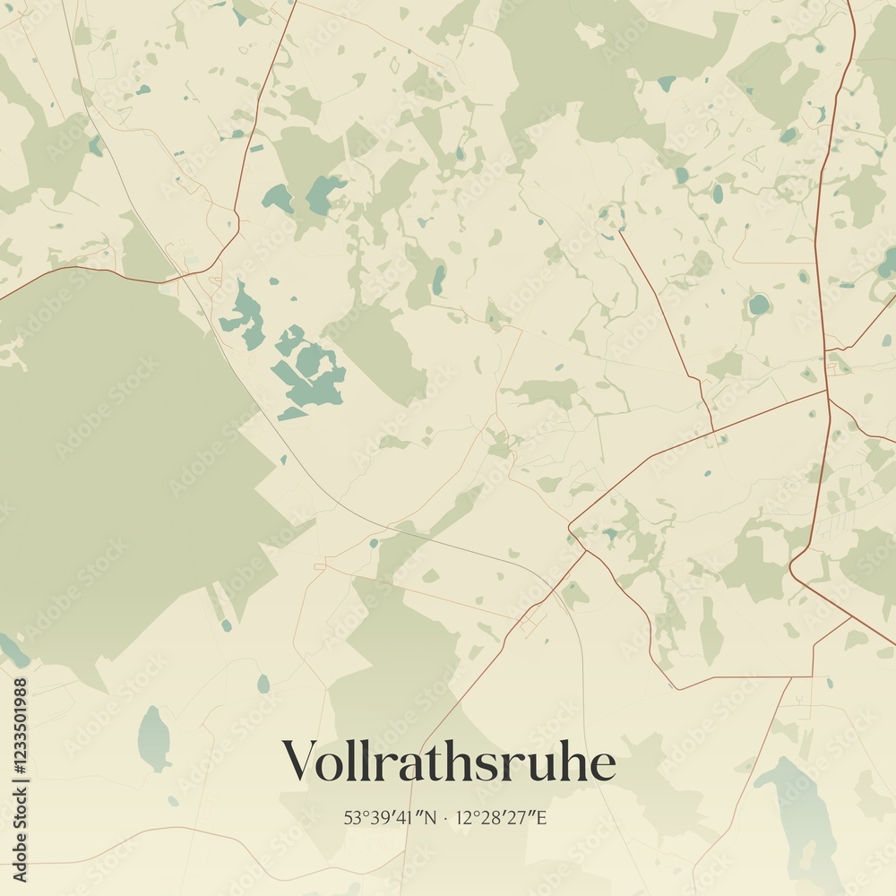 Fototapeta premium Vintage map of Vollrathsruhe, Germany.