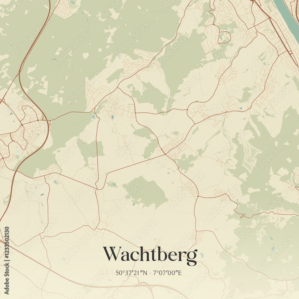 Fototapeta premium Vintage map of Wachtberg, Germany.