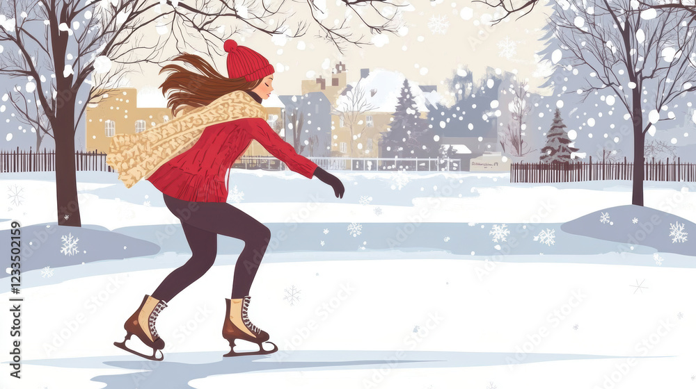 Beautiful female skating on ice surface. Beautiful female skating on ice surface.