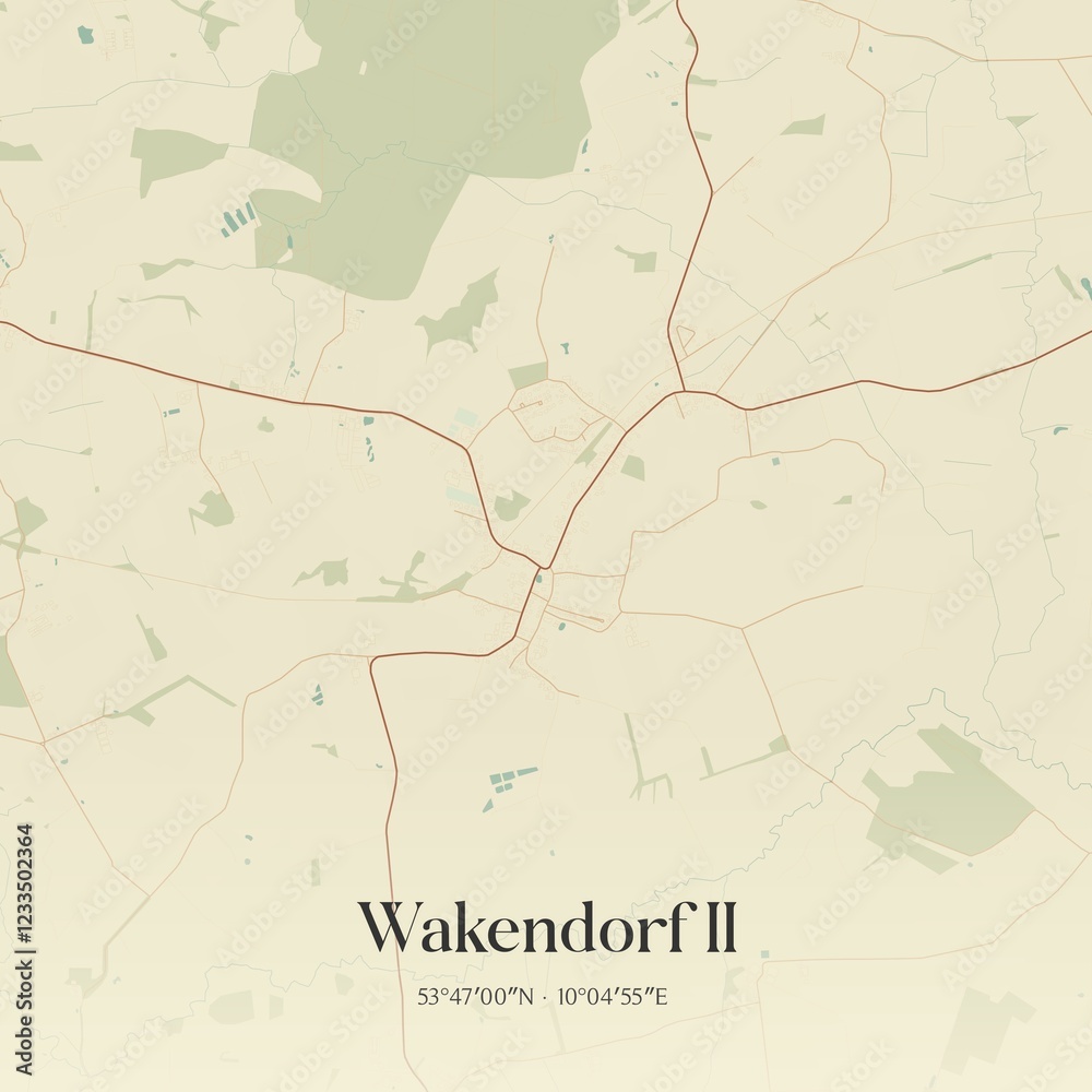 Fototapeta premium Vintage map of Wakendorf II, Germany.