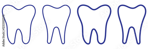 Tooth line icon set. Tooth icon set. teeth icon. Dentistry symbol. 
