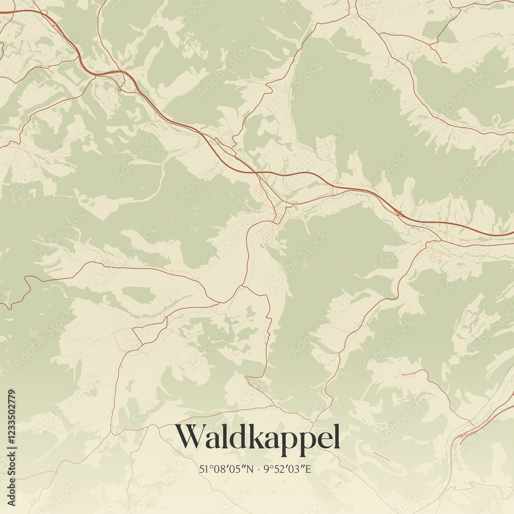 Fototapeta premium Vintage map of Waldkappel, Germany.