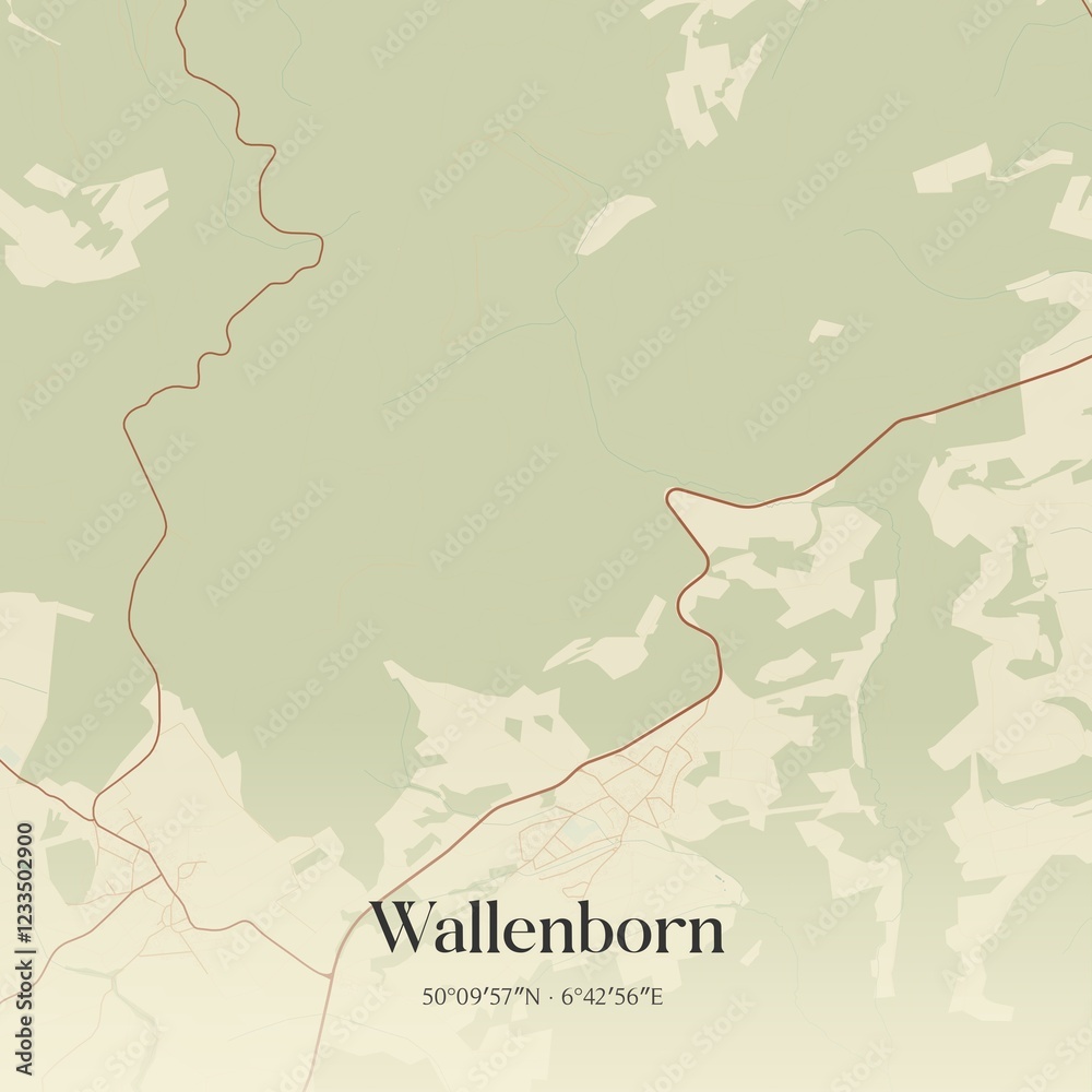 Fototapeta premium Vintage map of Wallenborn, Germany.