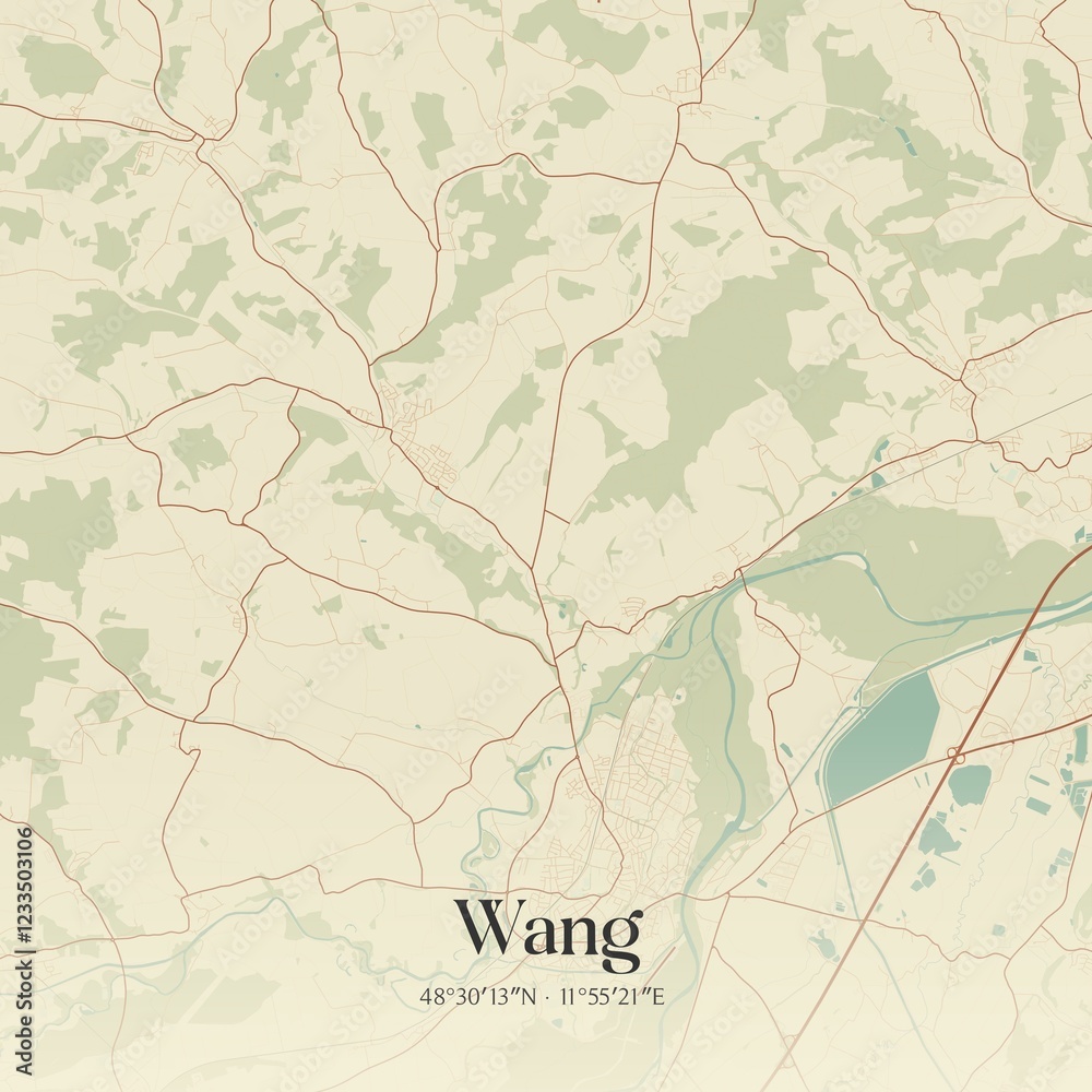 Fototapeta premium Vintage map of Wang, Germany.