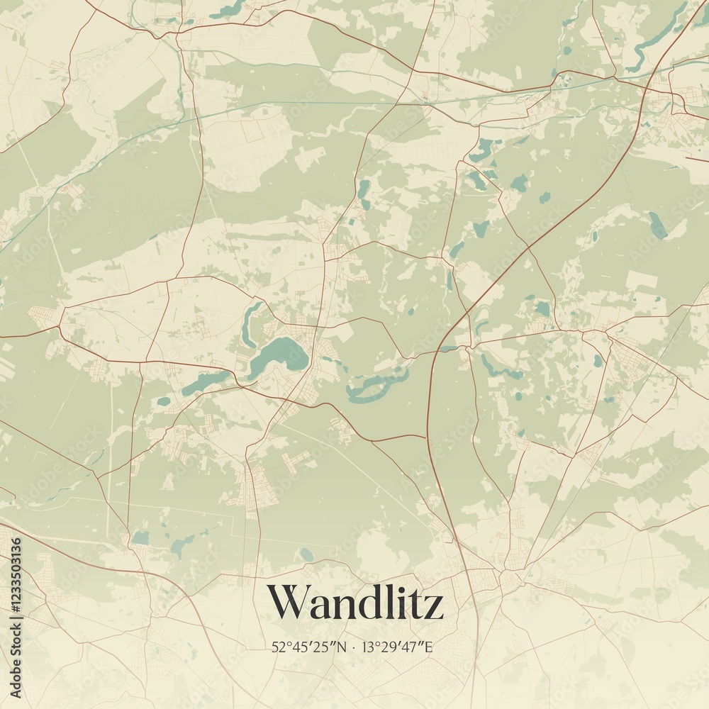 Fototapeta premium Vintage map of Wandlitz, Germany.