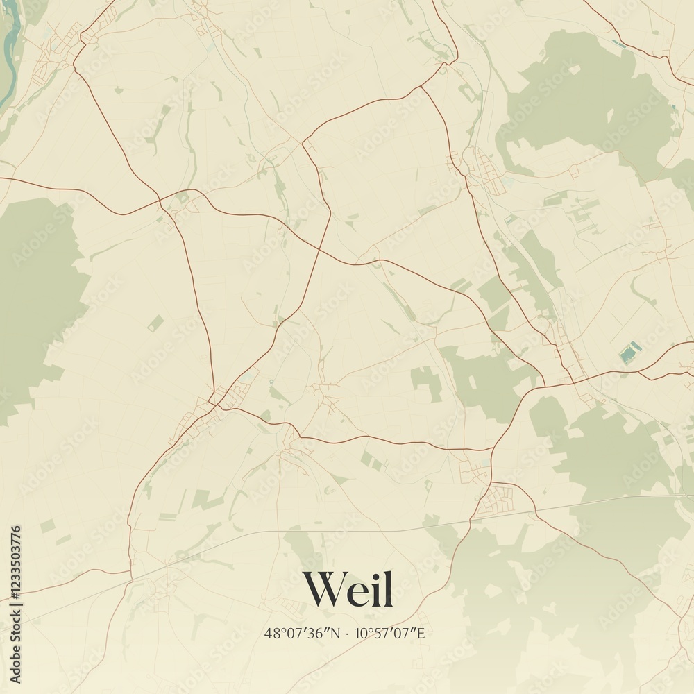 Fototapeta premium Vintage map of Weil, Germany.
