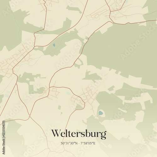 Vintage map of Weltersburg, Germany. photo