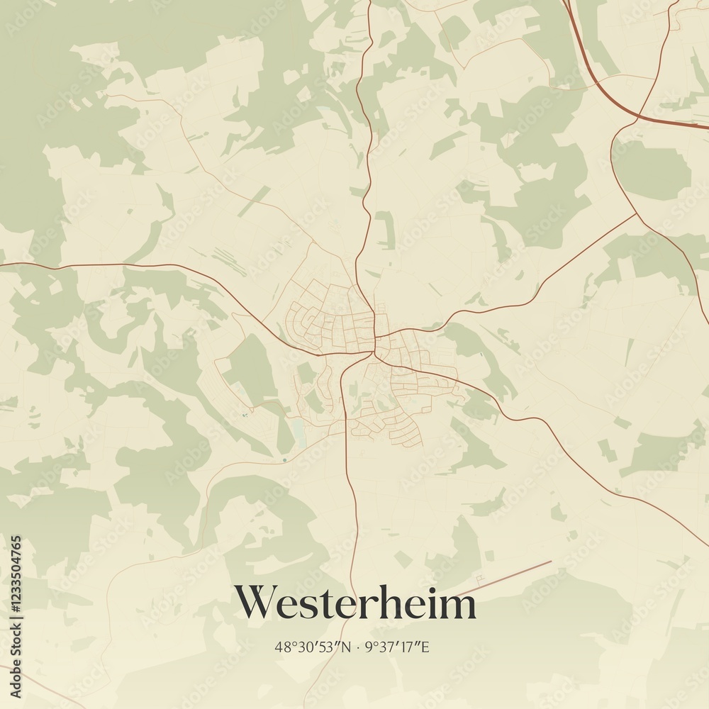 Obraz premium Vintage map of Westerheim, Germany.