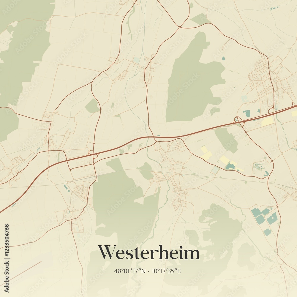 Obraz premium Vintage map of Westerheim, Germany.