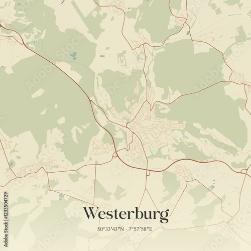 Vintage map of Westerburg, Germany. photo