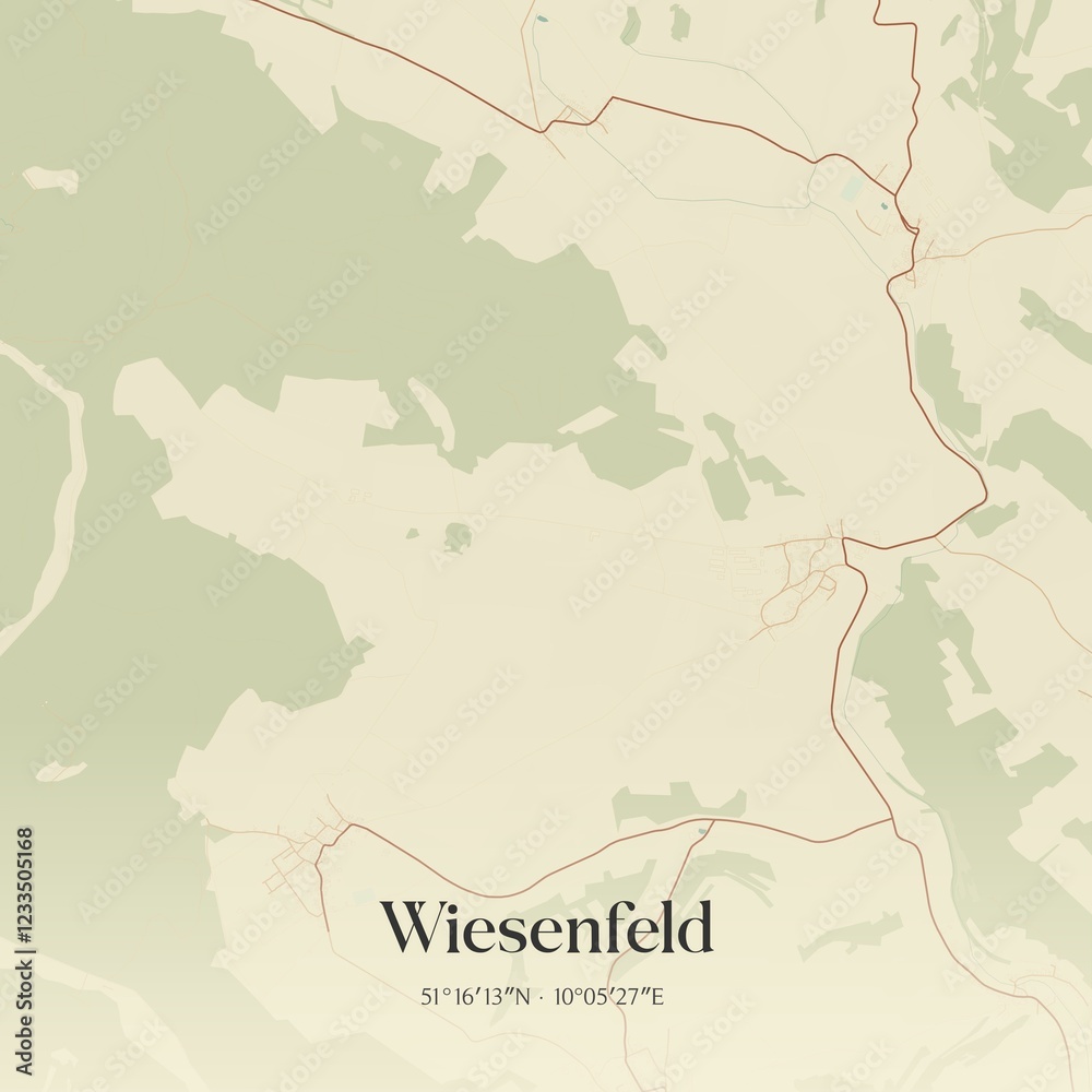 Fototapeta premium Vintage map of Wiesenfeld, Germany.