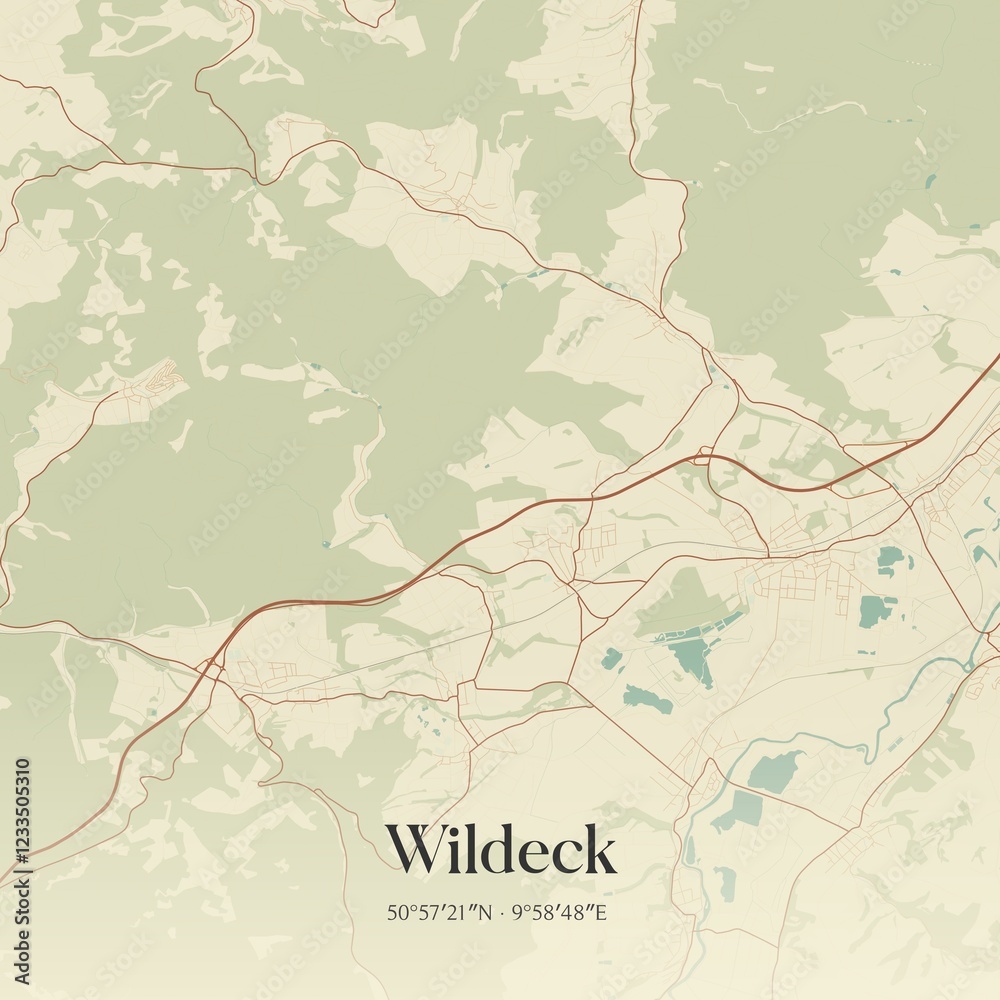 Fototapeta premium Vintage map of Wildeck, Germany.