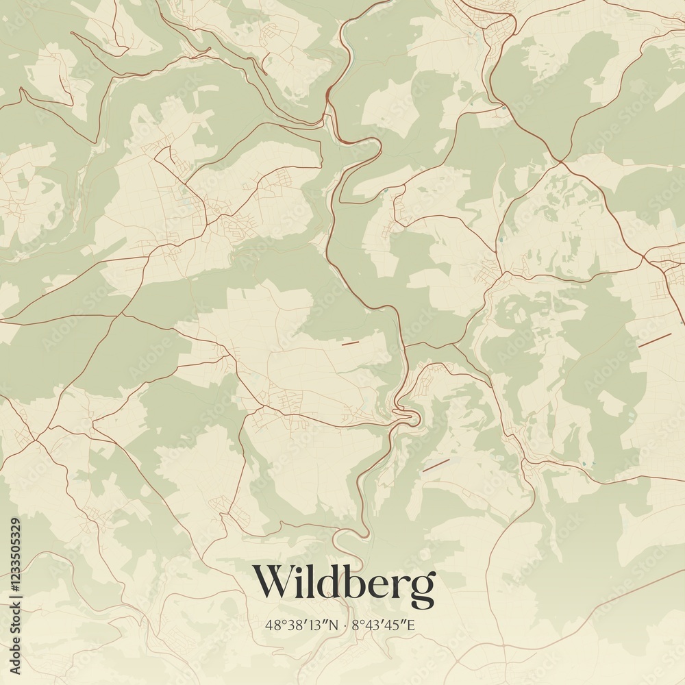 Fototapeta premium Vintage map of Wildberg, Germany.