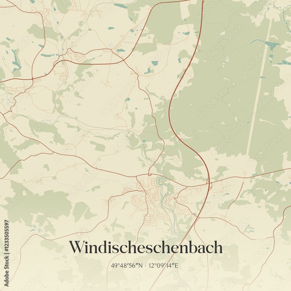 Obraz premium Vintage map of Windischeschenbach, Germany.