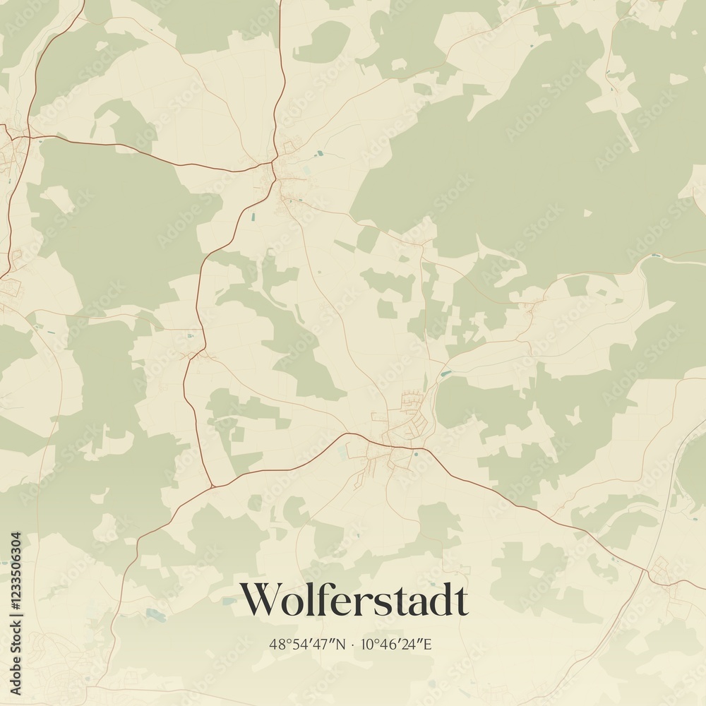 Fototapeta premium Vintage map of Wolferstadt, Germany.