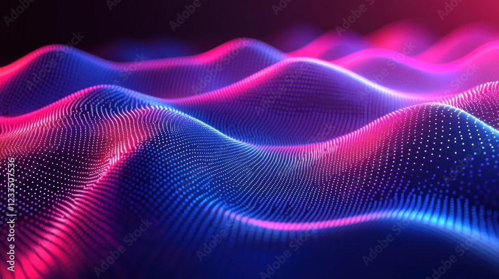 Abstract digital waves flow, vibrant neon background, data visualization Abstract digital waves flow, vibrant neon background, data visualization