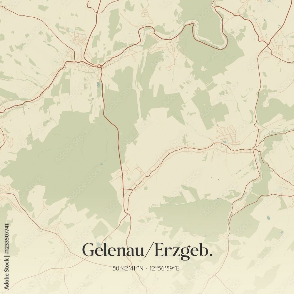 Obraz premium Vintage map of Gelenau/Erzgeb., Germany.