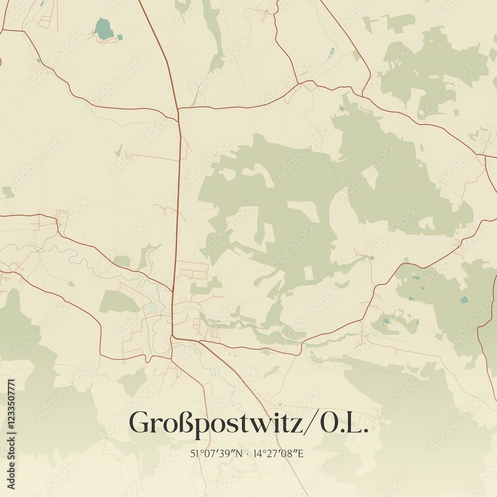 Fototapeta premium Vintage map of Großpostwitz/O.L., Germany.