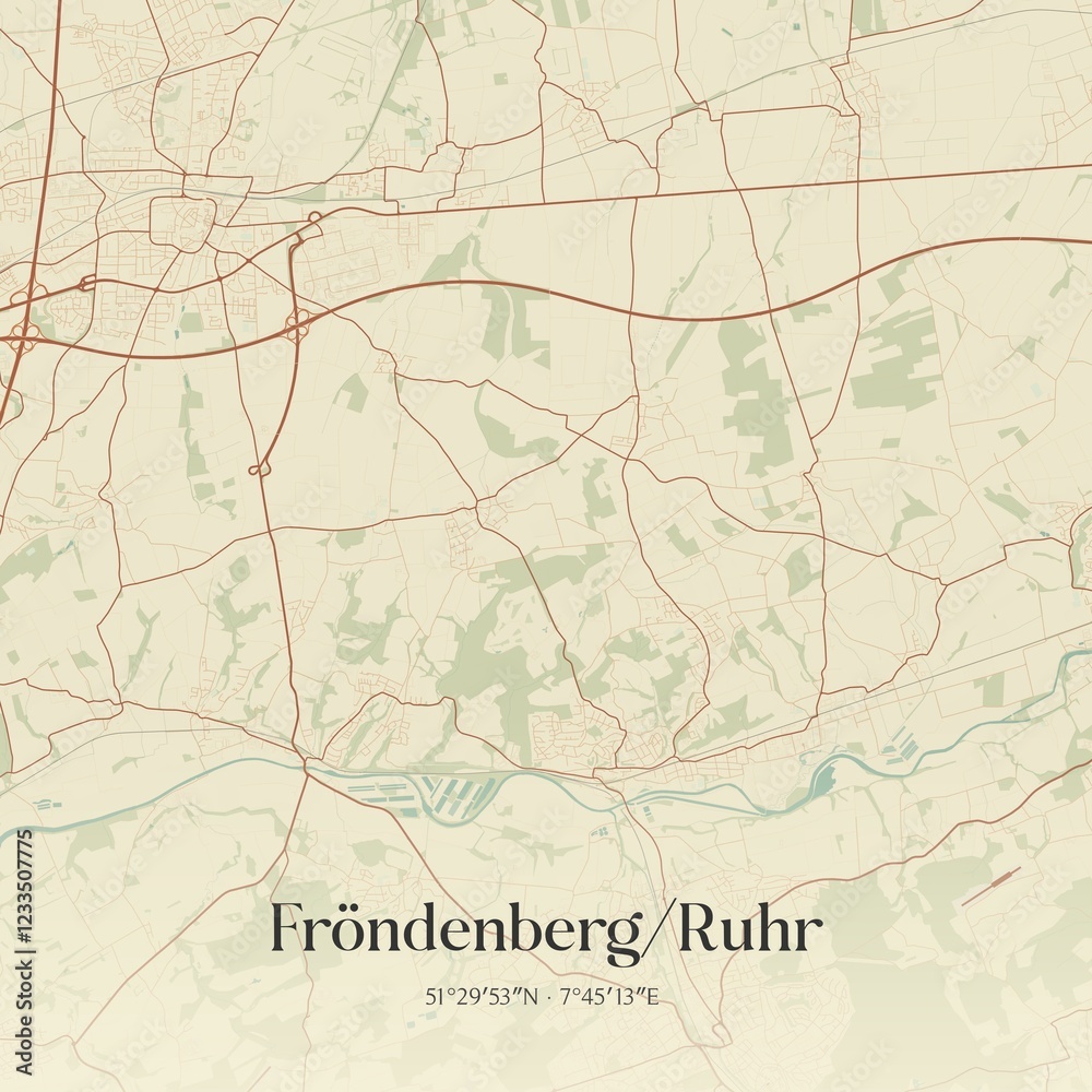 Fototapeta premium Vintage map of Frondenberg/Ruhr, Germany.