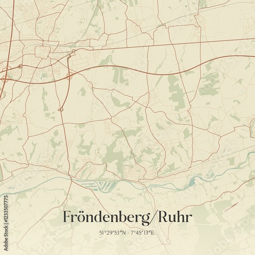 Vintage map of Frondenberg/Ruhr, Germany.