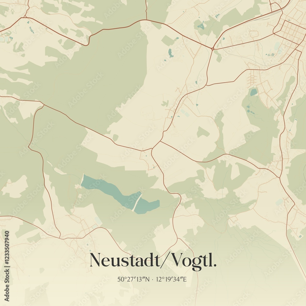 Obraz premium Vintage map of Neustadt/Vogtl., Germany.
