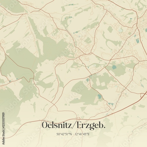 Vintage map of Oelsnitz/Erzgeb., Germany.