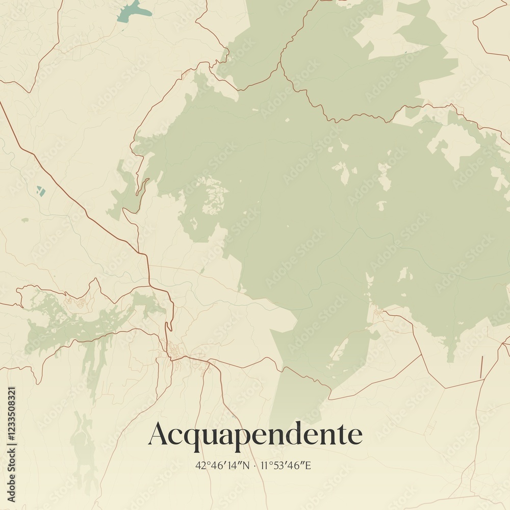 Naklejka premium Vintage map of Acquapendente, Italy.