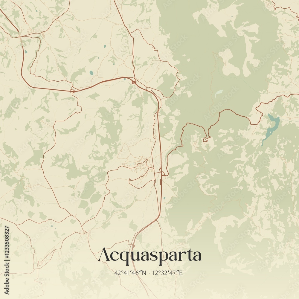 Fototapeta premium Vintage map of Acquasparta, Italy.