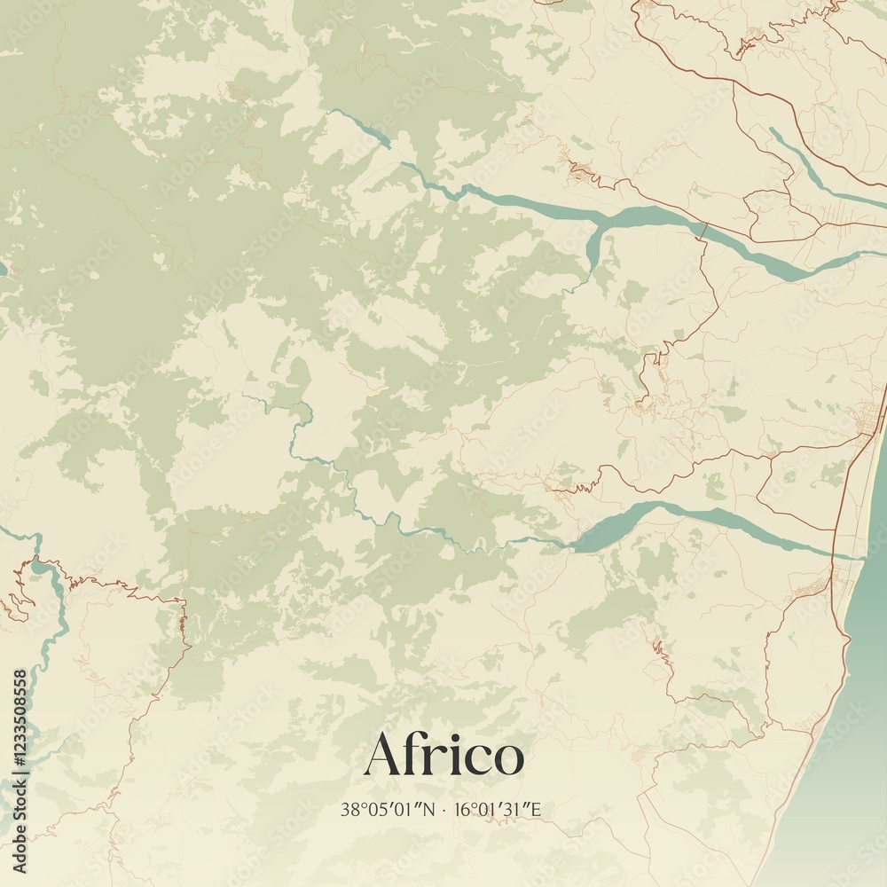 Fototapeta premium Vintage map of Africo, Italy.
