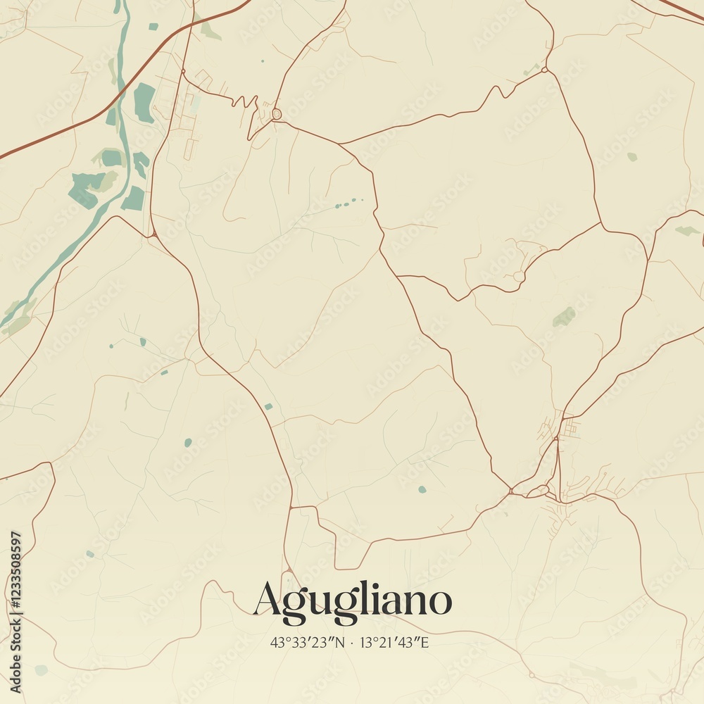 Obraz premium Vintage map of Agugliano, Italy.