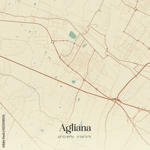 Vintage map of Agliana, Italy. photo