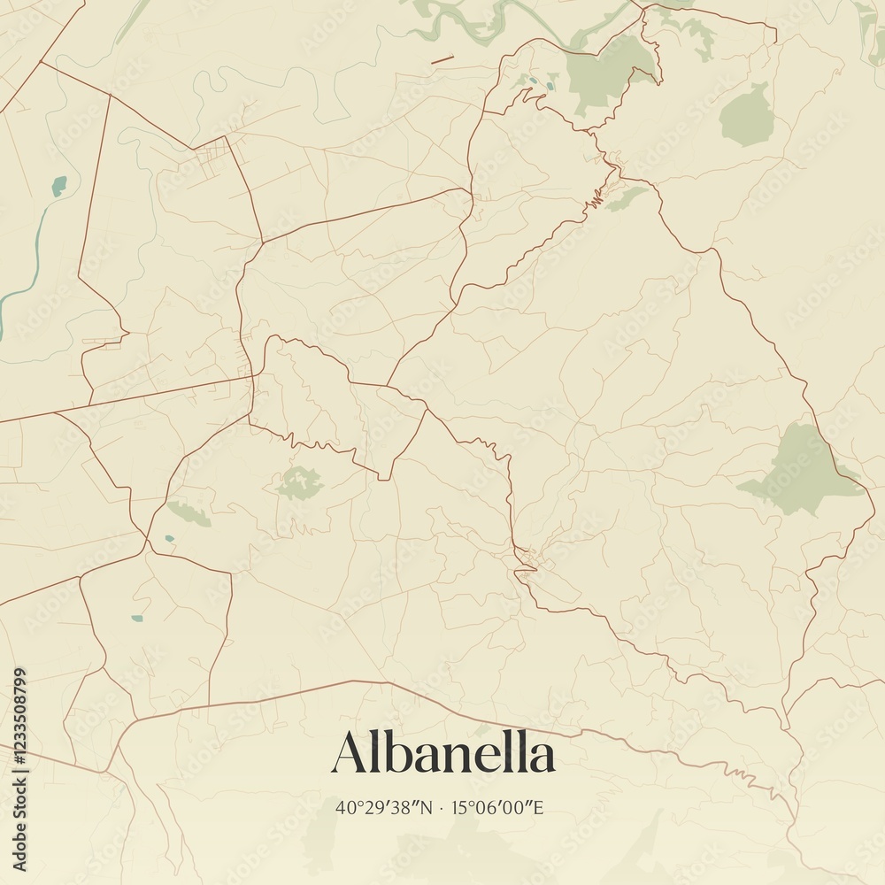 Fototapeta premium Vintage map of Albanella, Italy.