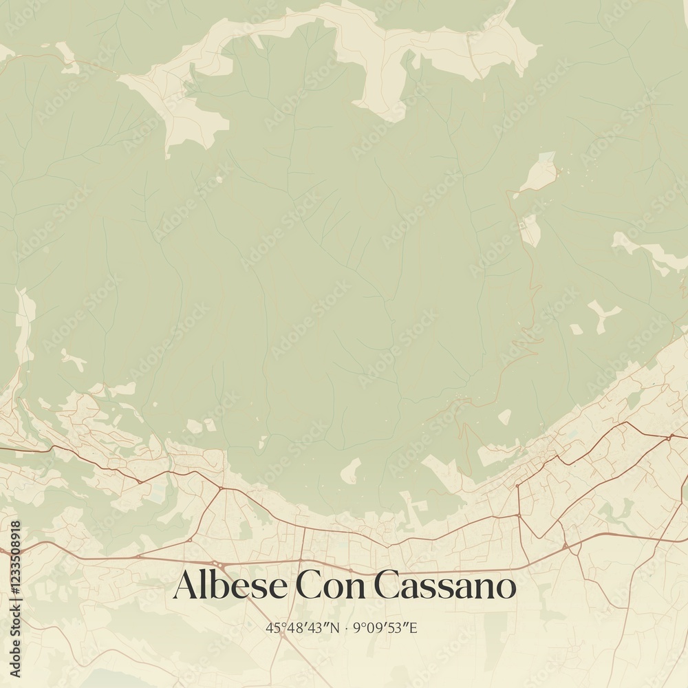 Obraz premium Vintage map of Albese Con Cassano, Italy.