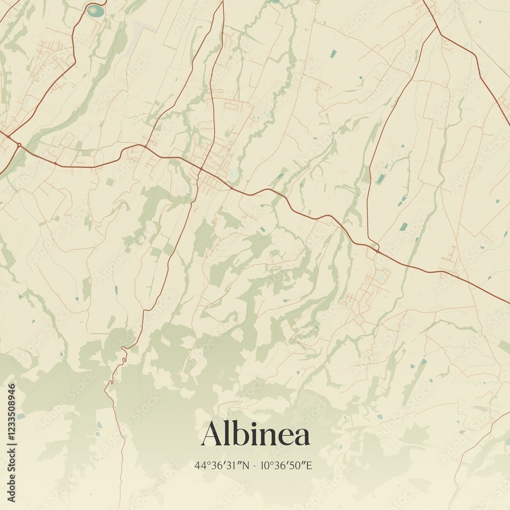 Fototapeta premium Vintage map of Albinea, Italy.