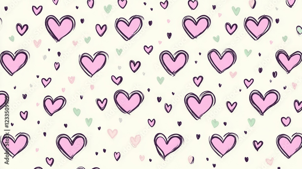 Lovely Pink Hearts Seamless Pattern Design Lovely Pink Hearts Seamless Pattern Design