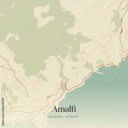 Fototapeta Naklejka Na Ścianę i Meble -  Vintage map of Amalfi, Italy.