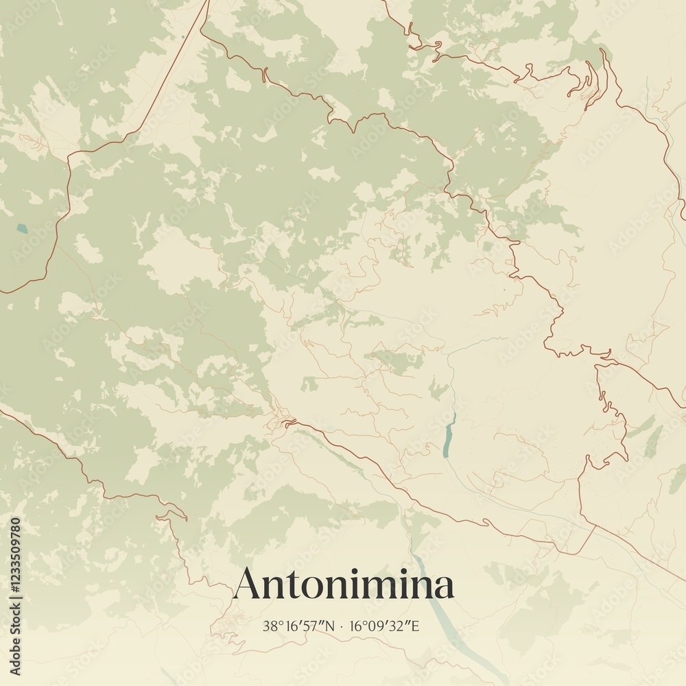 Obraz premium Vintage map of Antonimina, Italy.