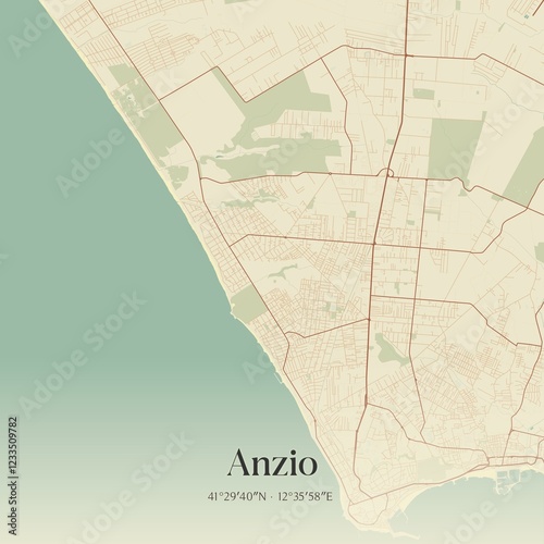 Vintage map of Anzio, Italy.