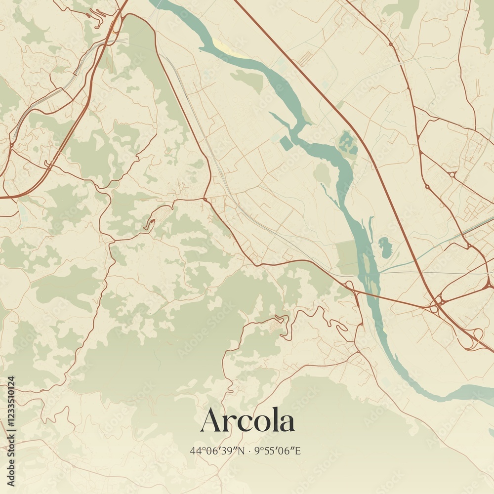 Fototapeta premium Vintage map of Arcola, Italy.