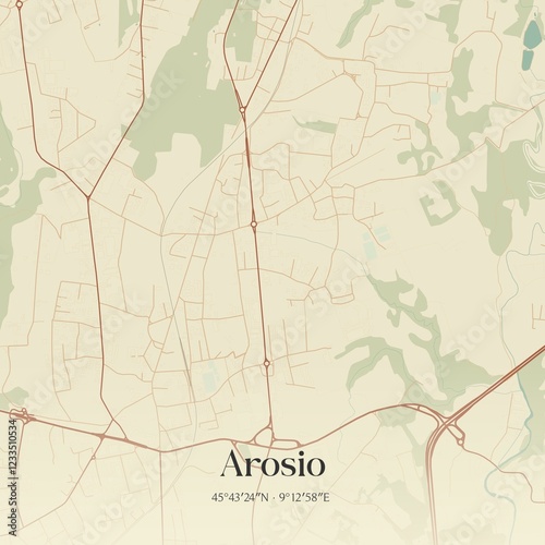 Fototapeta Naklejka Na Ścianę i Meble -  Vintage map of Arosio, Italy.