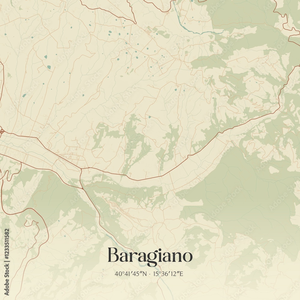 Obraz premium Vintage map of Baragiano, Italy.