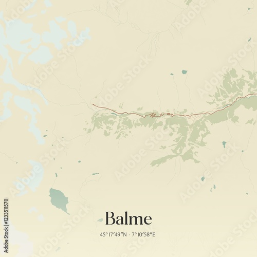 Vintage map of Balme, Italy. photo